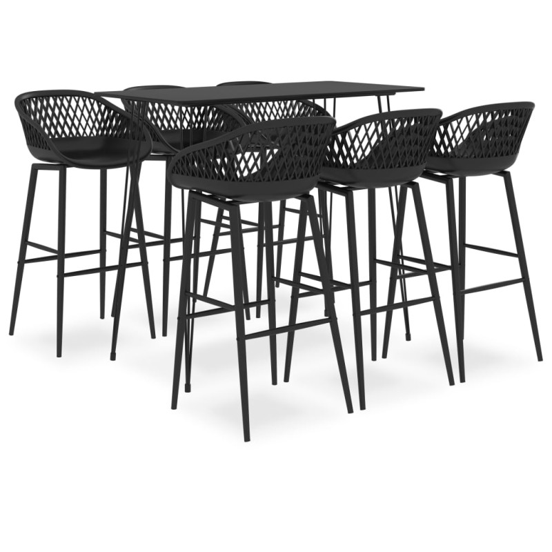 stradeXL 7 Piece Bar Set Black