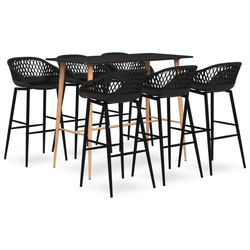 stradeXL 7 Piece Bar Set Black