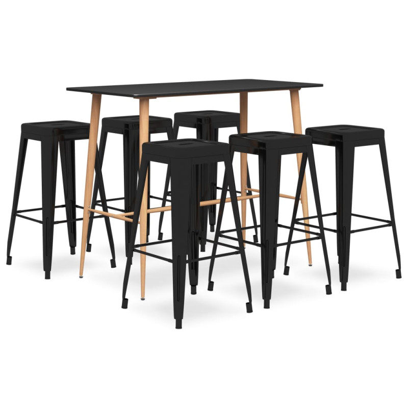 stradeXL 7 Piece Bar Set Black