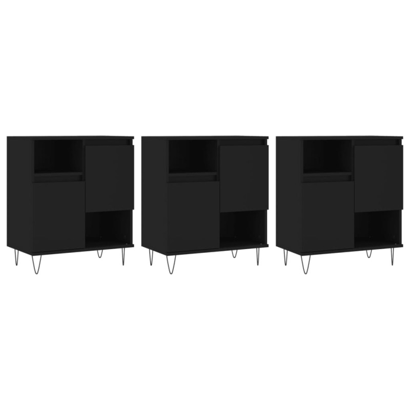 stradeXL Buffets 3 pcs noir...