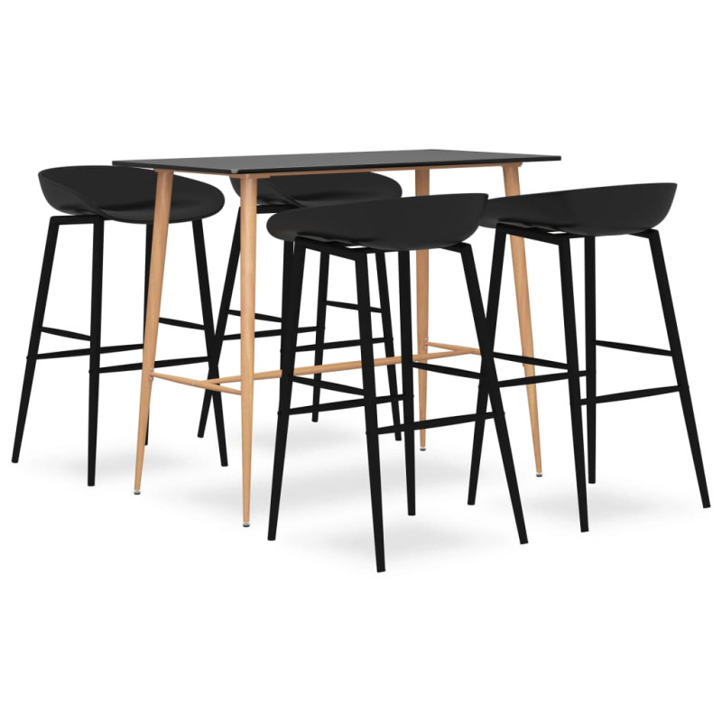 stradeXL 5 Piece Bar Set Black