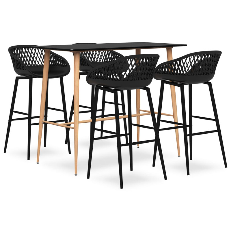 stradeXL 5 Piece Bar Set Black