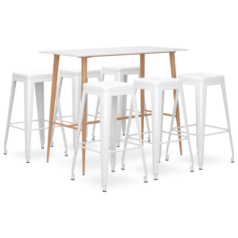 stradeXL 7 Piece Bar Set White