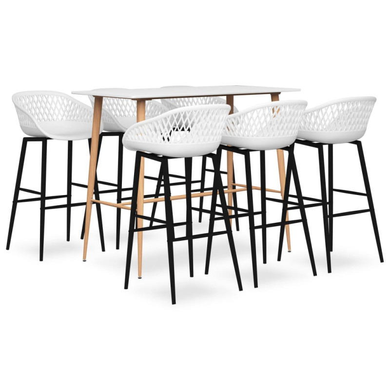 stradeXL 7 Piece Bar Set White