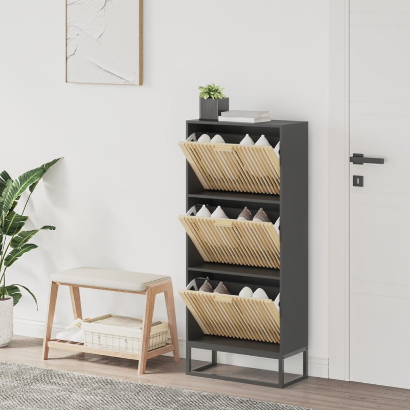 stradeXL Shoe Cabinet Black...