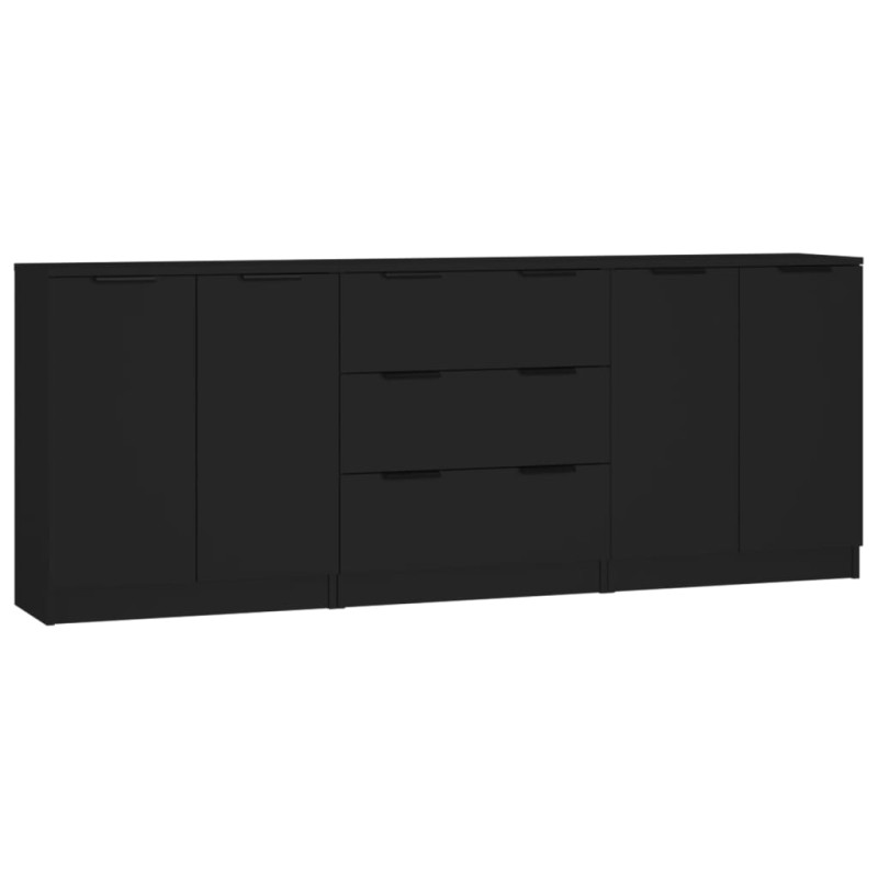 stradeXL Buffets 3 pcs noir...