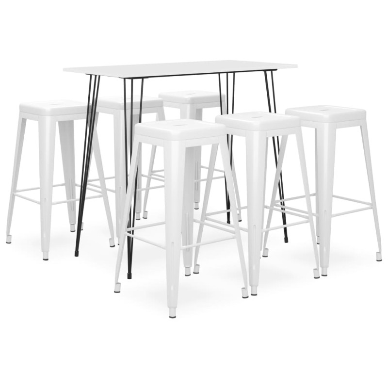 stradeXL 7 Piece Bar Set White