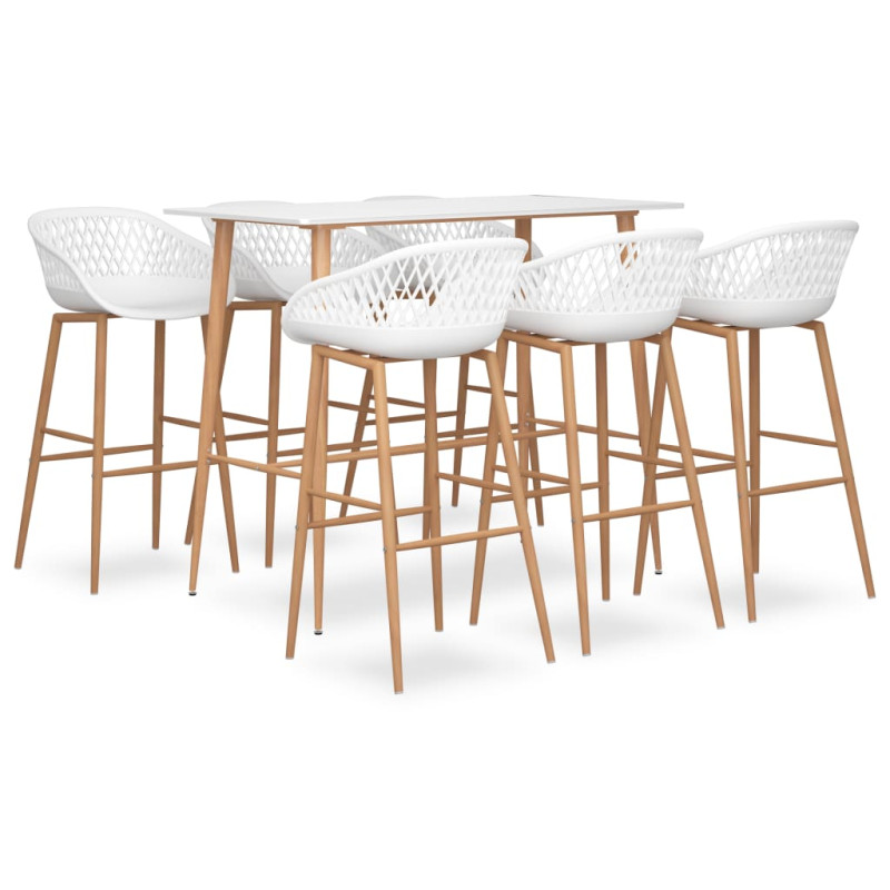 stradeXL 7 Piece Bar Set White