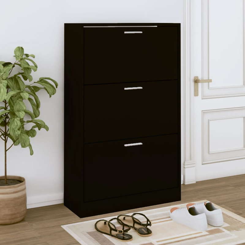 stradeXL Shoe Cabinet Black...