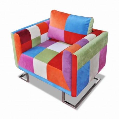 Patchwork Cube Chair with...