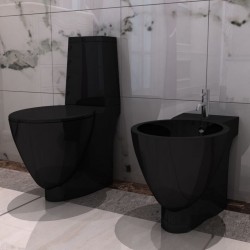 Black Ceramic Toilet &...